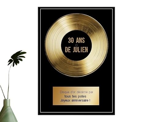 CADEAUX.COM – Disque d’Or pour Homme de 30 ans – Message Personnalisable – Affiche Personnalisée – Cadeau Anniversaire – Cadeau Homme